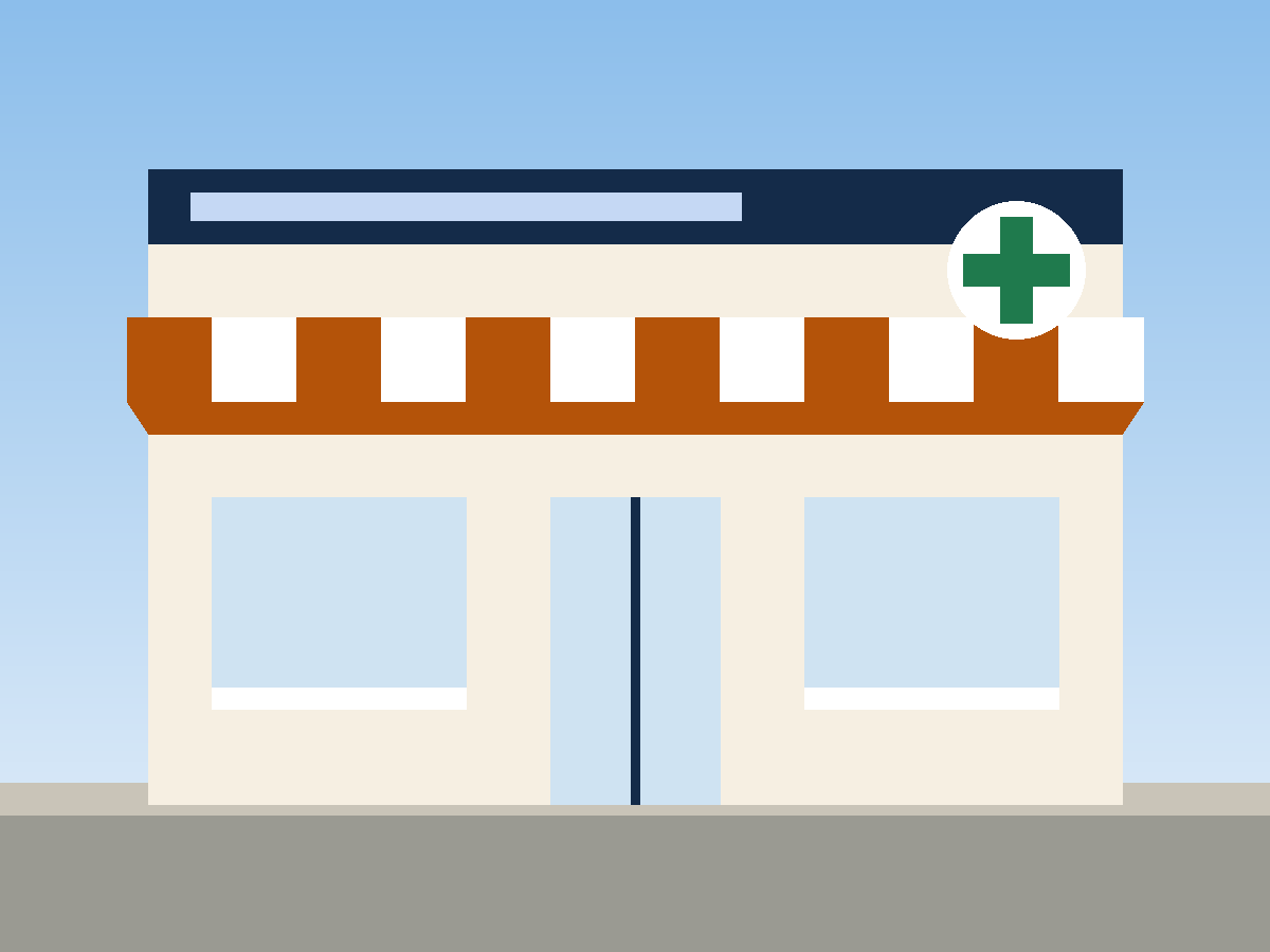 Pharmacy storefront (illustration)