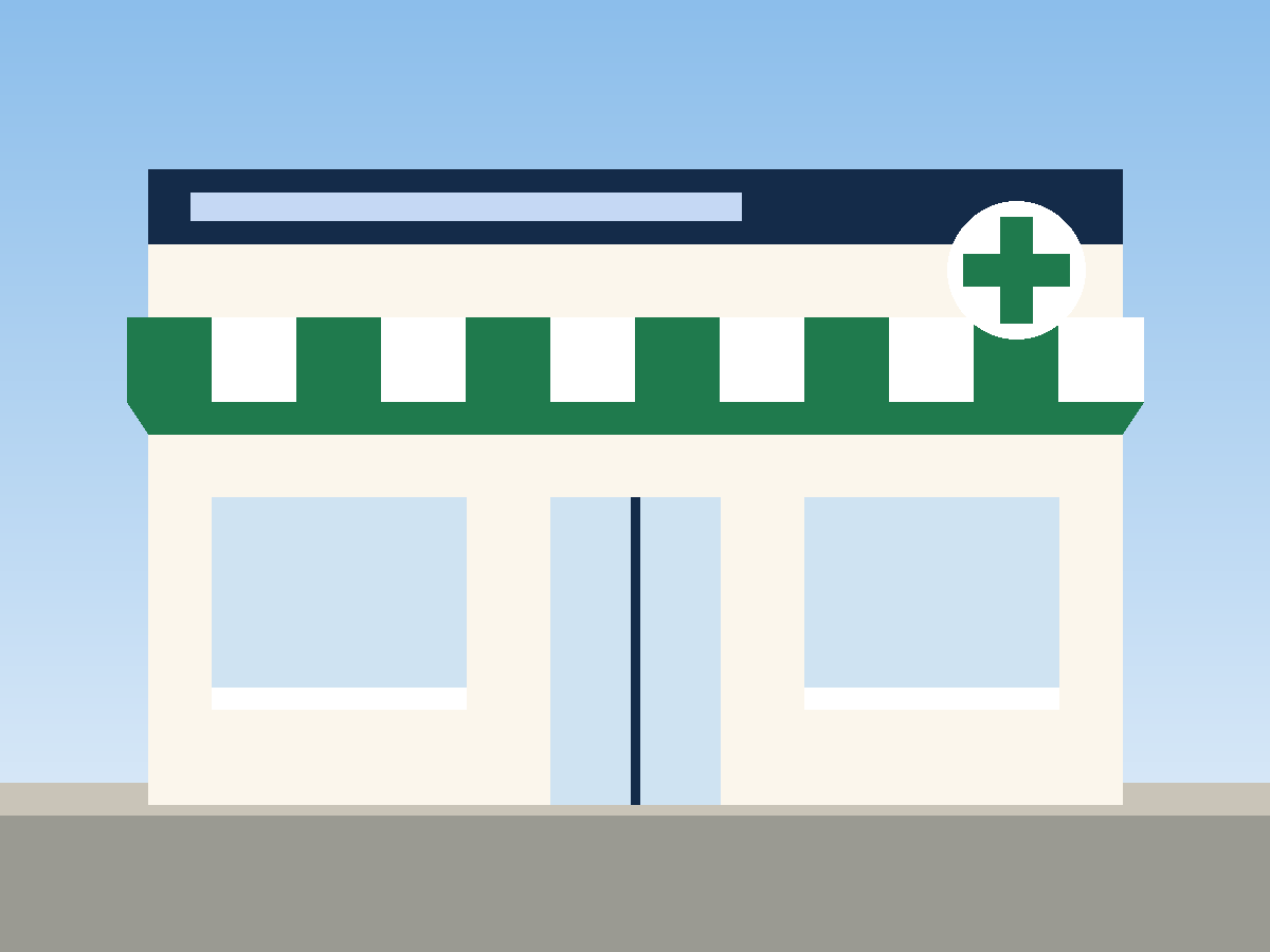 Pharmacy storefront (illustration)