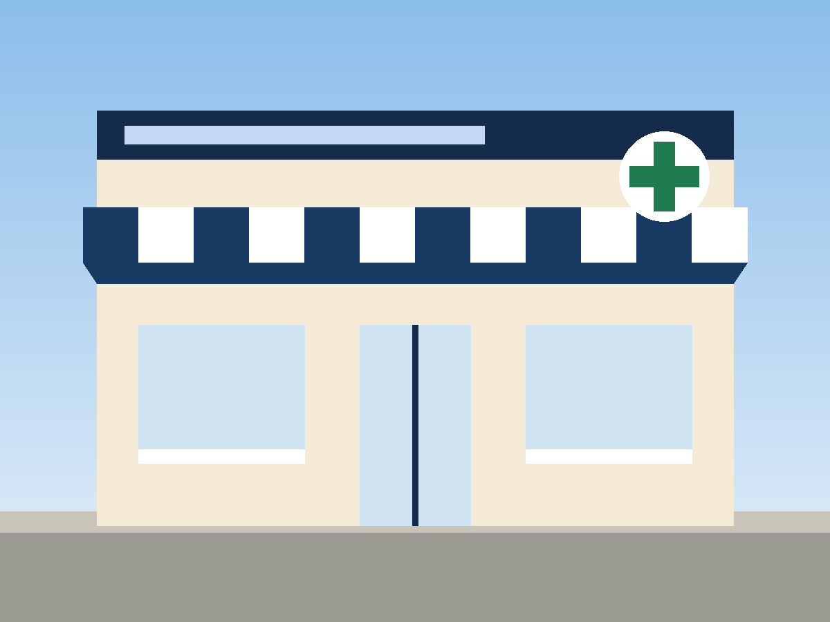 Pharmacy storefront (illustration)