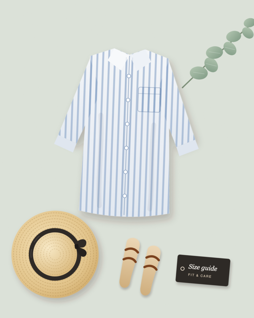 Summer edit, look 2: striped linen shirt, straw hat and sandals